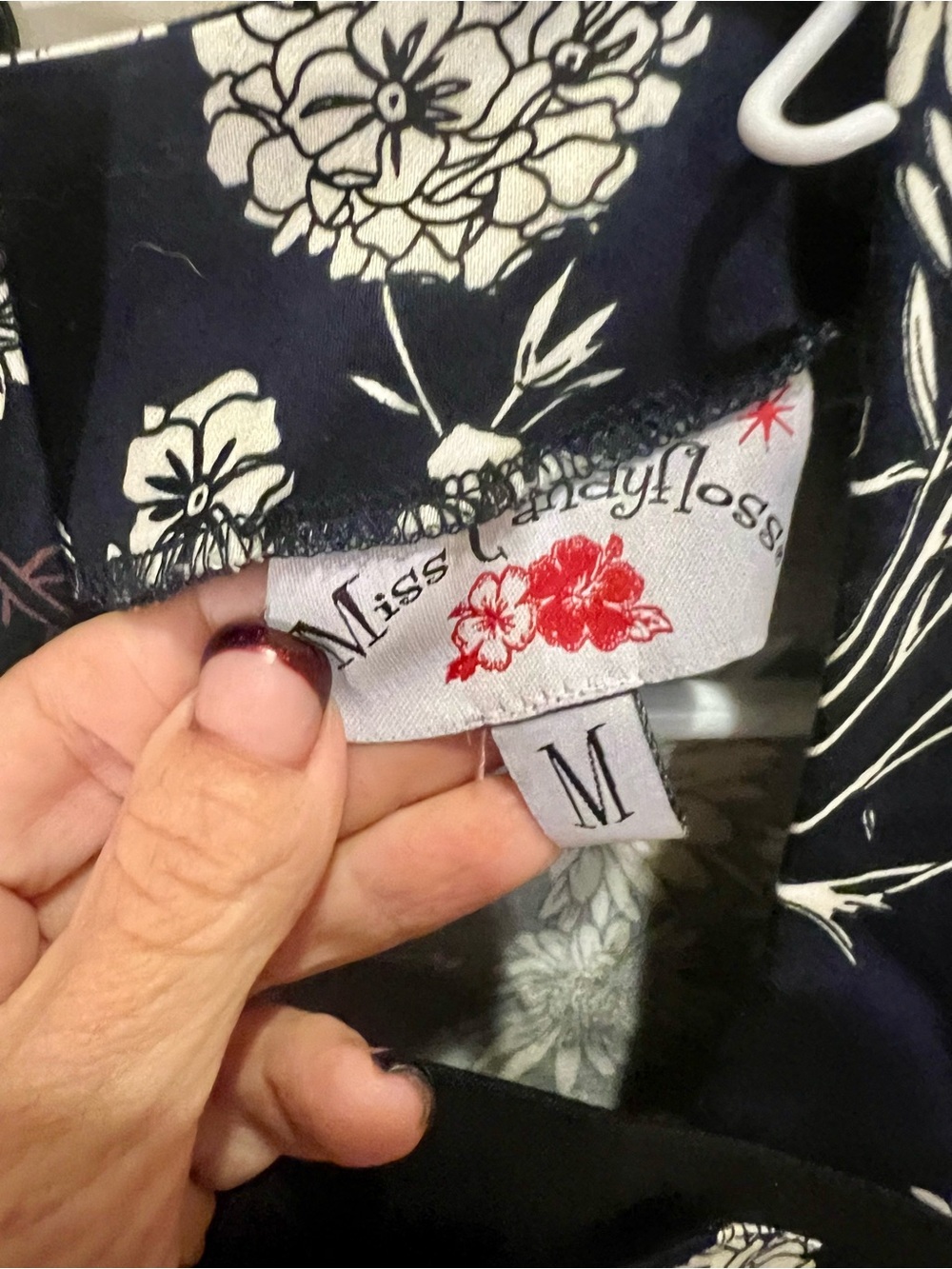 Miss Candyfloss Navy Floral Midi Dress - Medium